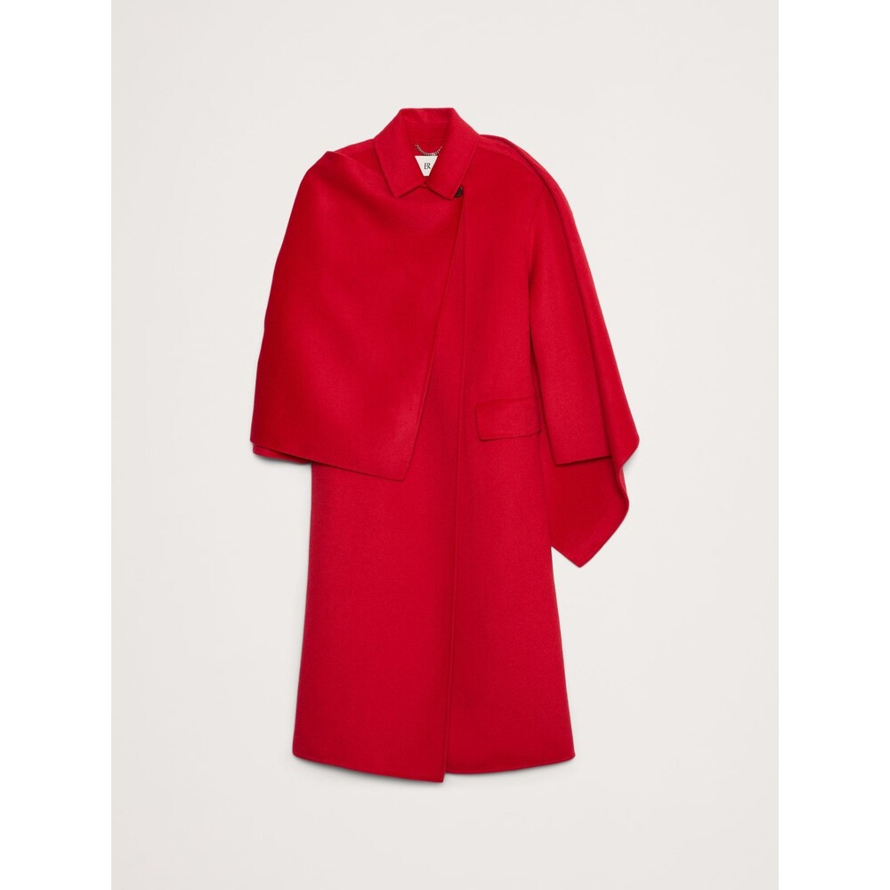 Banana Republic Oversized Double-Faced Wool Red Cape Trench Coat XL NWOT